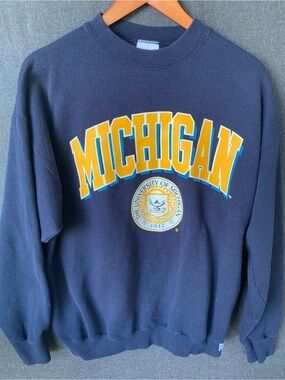 Vintage Michigan Wolverines Crewneck Sweatshirt 80s 90s Sweater Discus Athletic